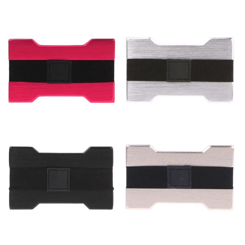 

THINKTHENDO New Aluminum Slim ID Credit Card Holder RFID Protector Wallet Card Case Elastic Fabric Band Card Holders Men Women