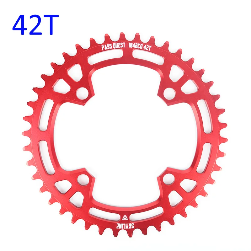 Пройти квест узкий широкий Звездочка 104BCD MTB горный велосипед велосипедный спорт 32 т 36 40 42 46 48 шатуны зуб части пластины - Цвет: 42T Red
