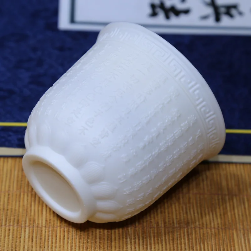 Темный хаки Высокое качество suet jade master cup белый фарфор Dehua керамическое сердце sutra Baifu чайный набор для дома - Цвет: Темный хаки