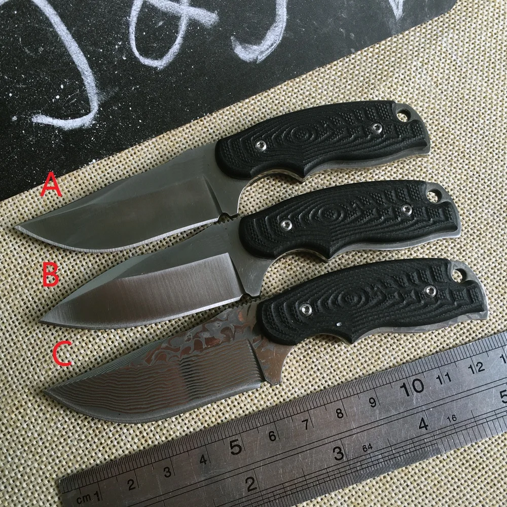 J &amp фикчированный Нож 8Cr13 Дамасская сталь G10 Ручка выживание Боуи EDC Тактический