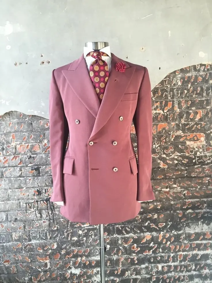 Розовые мужские костюмы, двубортные костюмы, пальто, остроконечные лацканы, Custome Homme, модные смокинги, высокое качество, Terno, приталенная Мужская куртка+ брюки - Цвет: as picture