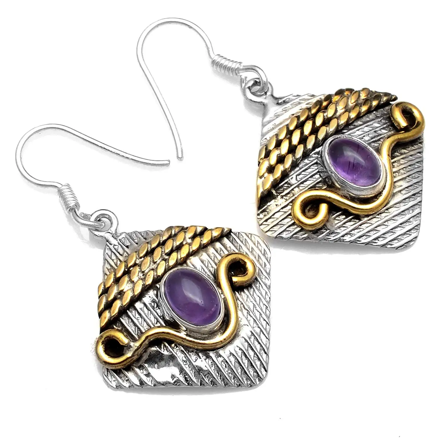 

Genuine Amethyst 925 Sterling Silver Earrings, 38.9 mm, AE2501