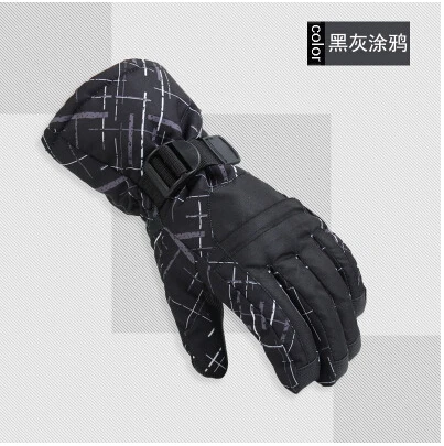 Водонепроницаемые лыжные перчатки зимние мотоциклетные велосипедные лыжные перчатки перчатка для сноубординга многоцветные уличные - Цвет: black grid