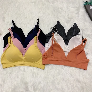 

Girls Short Thin Camis Tops With Seperated Pads Students Wire Free Simple Padding Bras Intimates For Female FL045