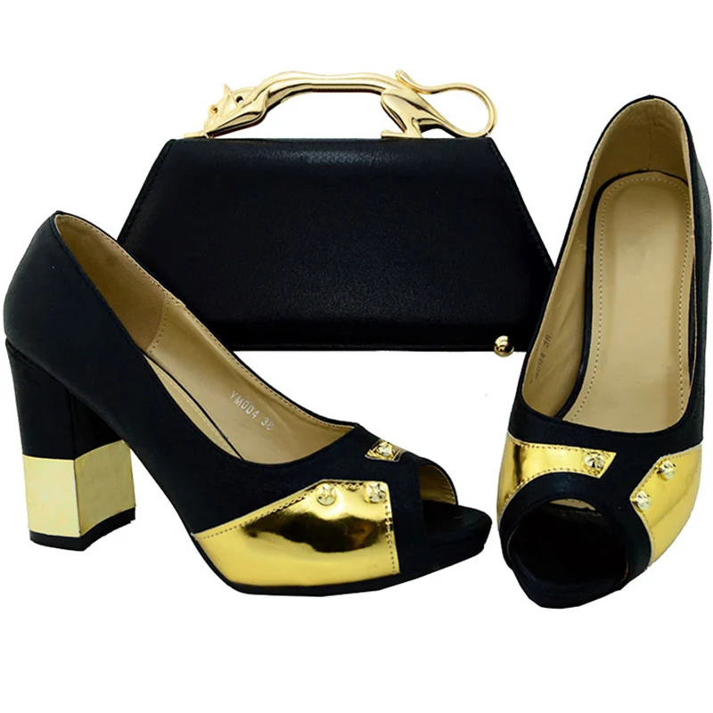 Latest Black Color Nigerian Party Shoe and Bag Sets