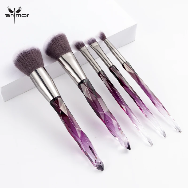 

Anmor 5Pcs Makeup Brushes Make Up Brush Foundation Set Eyeshadow Cleaner Blending Synthetic Hair Cosmetic Pinceaux Maquillage