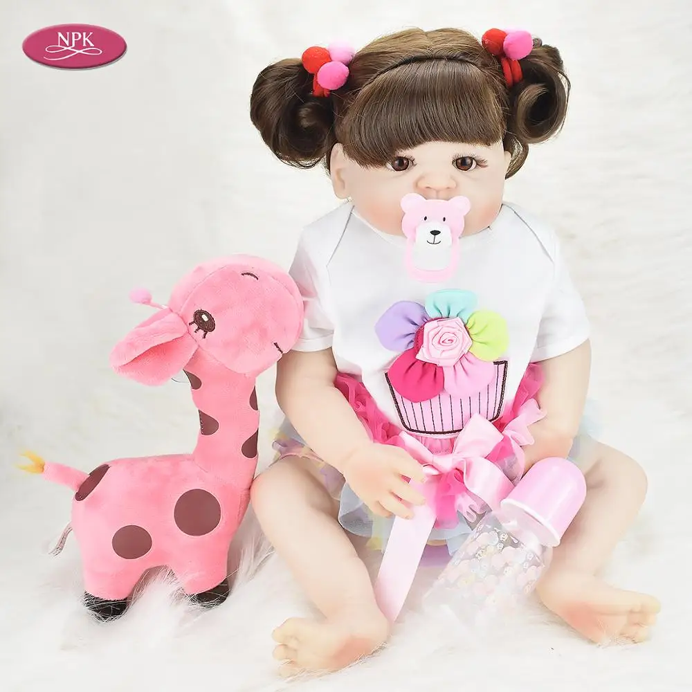 

NPK 55CM Full Body Silicone Girl Reborn Baby Dolls Bathe Toys Vinyl Lifelike Newborn Babies Princess Realistic Toddler Doll Toy