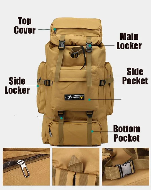 70L Outdoor Backpack Molle Military Tactical Backpack Rucksack Sports Bag Waterproof Camping Hiking Backpack For Travel 3