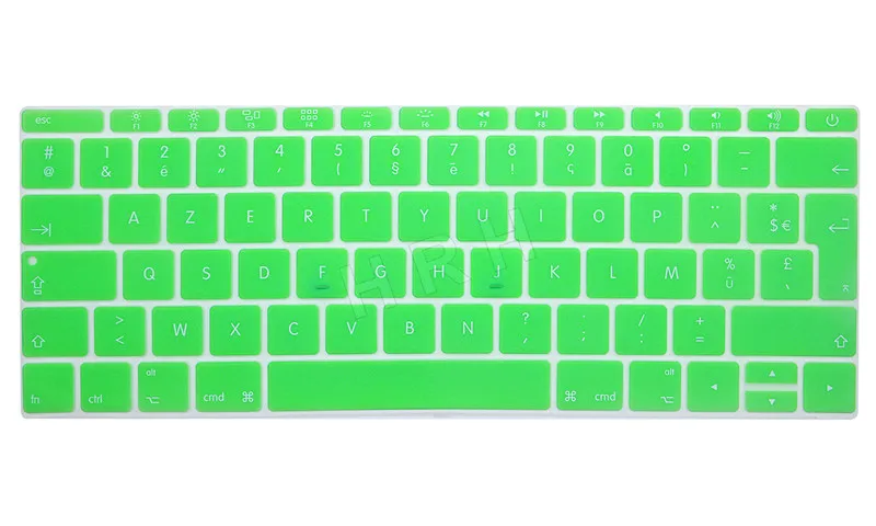 HRH AZERTY французский Великобритании силиконовый чехол кожи для MacBook New Pro 1" A1708(версия, без Touch Bar) 12" A1534 retina - Цвет: Green