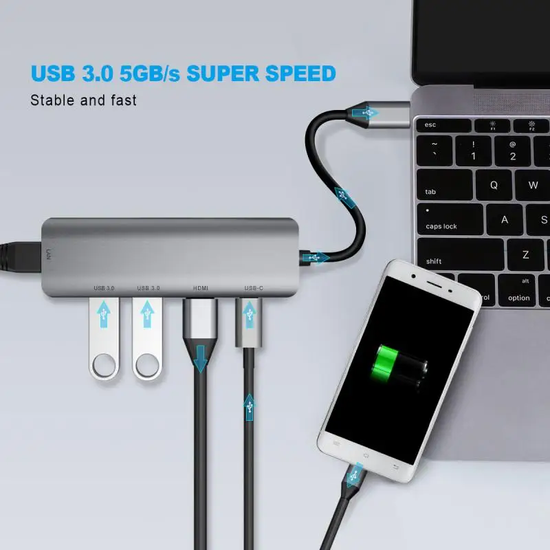 USB C концентратор HDMI RJ45 Мощность доставки для Dell XPS 13 9350 9360 9365 9370 9380 15 9550 9560 9570 9575 Macbook