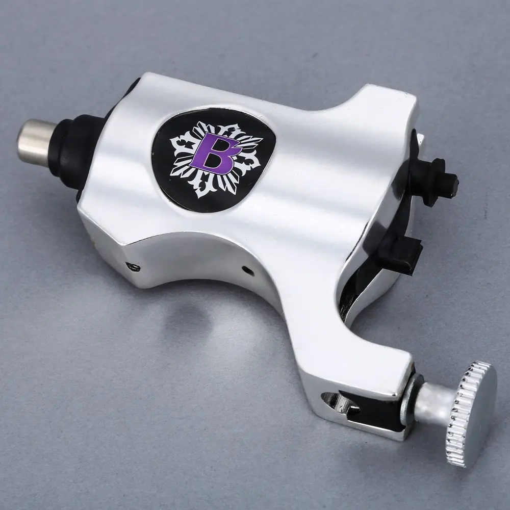 

New Frame Design RCA Hook Line With Double Interface Silver Premium Aluminum Alloy Rotary Tattoo Machine Gun Excellent Stability
