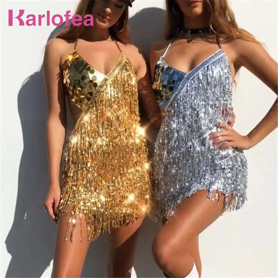 fringe glitter dress