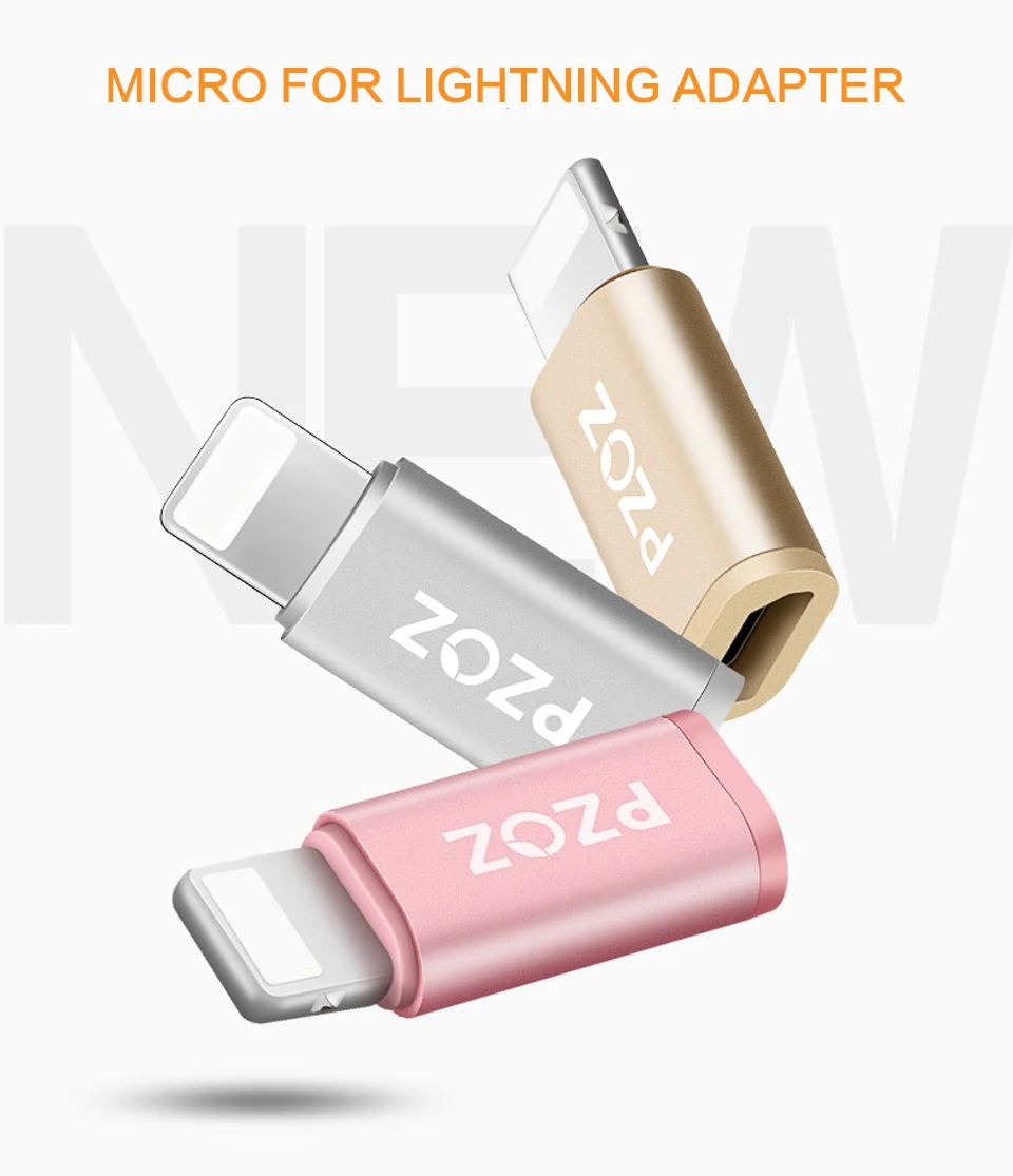 PZOZ Micro USB Женский Для iphone 8 Pin мужской адаптер синхронизации и зарядки для iphone 6 7 8 X конвертер OTG портативный для IPad