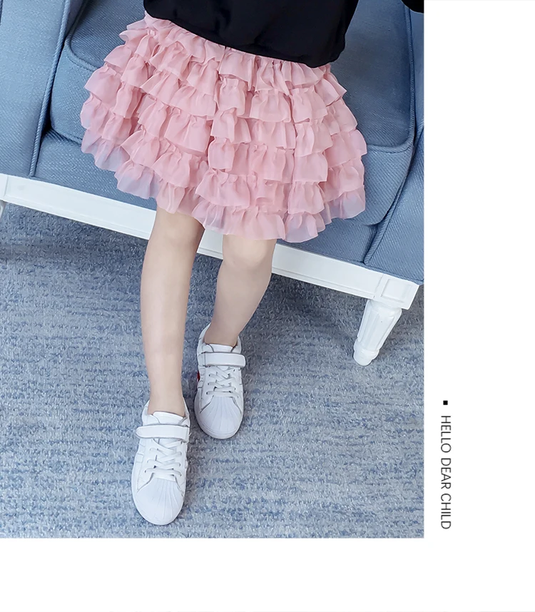 Модная Однотонная юбка для девочек коллекция весна года, Детская летняя юбка розовый и черный цвета на выбор, Детская многослойная юбка принцессы