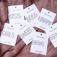 30 стилей, заколки для волос с кристаллами и буквами для женщин, заколки для волос с надписью «Kiss Happy BOSS», аксессуары для волос, украшения для свадебной вечеринки