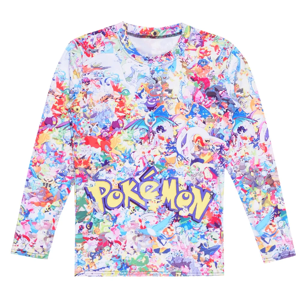 Лидер продаж Женская Повседневная футболка с длинным рукавом Pokemon Pikachu яркий Топ