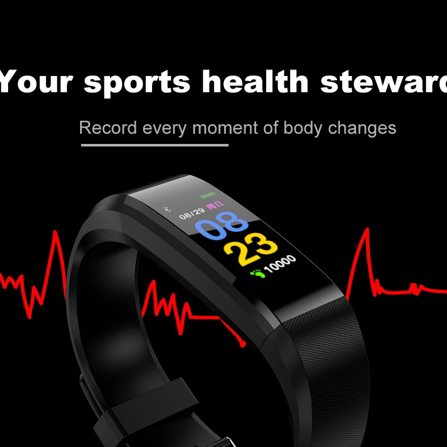 

New 115 PLU Waterproof Sports Smart Watch Men Women Heart Rate Fitness Tracker Smart Wristbands For Android IOS Smart Bracelets