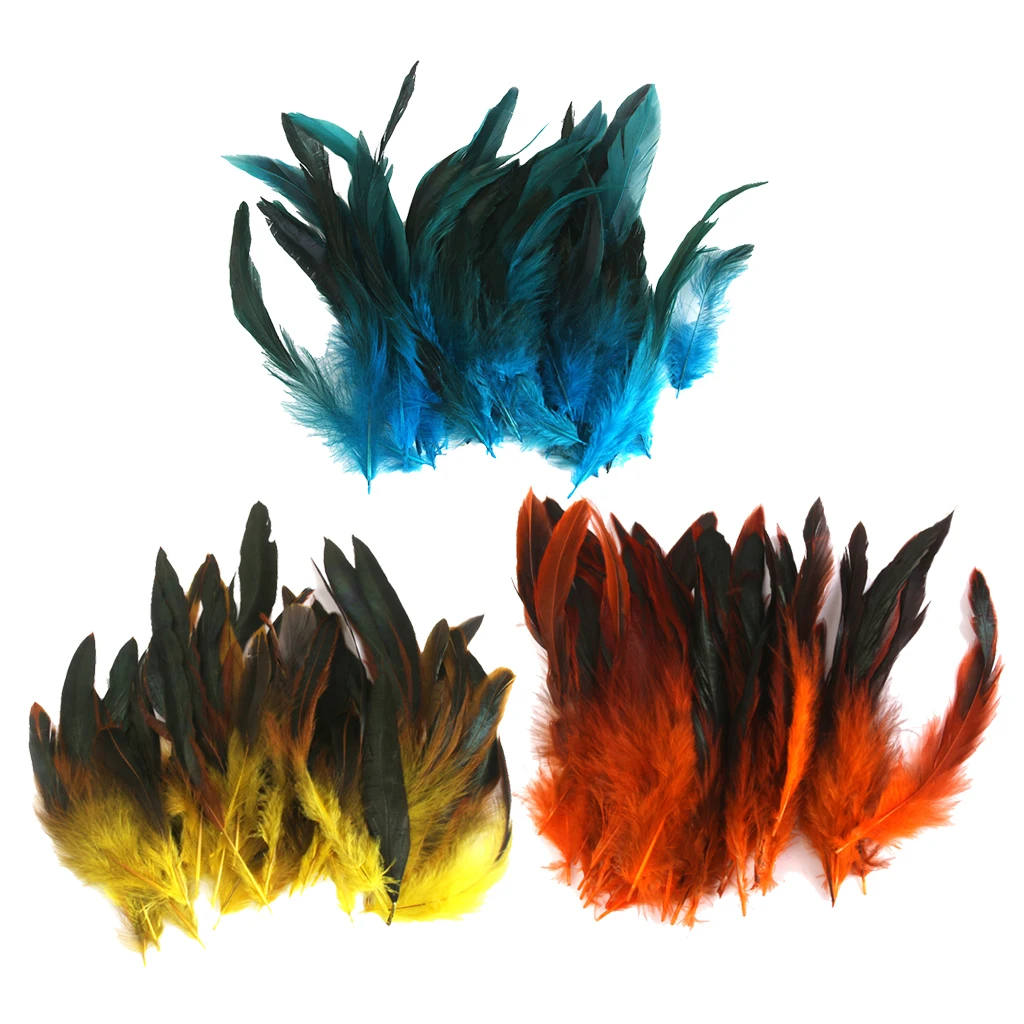150 Pieces Colorful Dyed Rooster Feathers 12-18cm/4-7inch Yellow Blue Orange