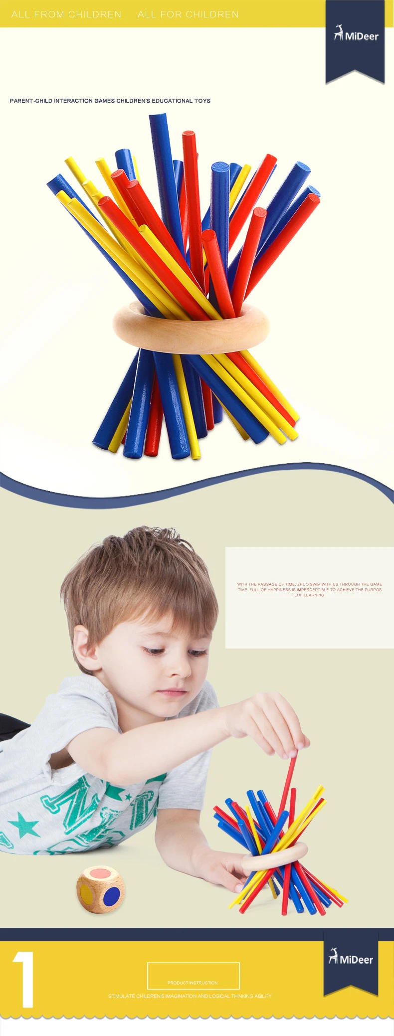 mideer MD0068 Children Wooden Colorful Stick Balance Toy Keep it Steady for Kids Play Table Skill Games Educational Toys Gifts