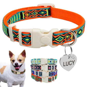 

Fashion Cat Collar With Safety Buckle Personalized Nylon Cat Necklace Adjustable Puppy Collar and Tags For Small Pets Kitten