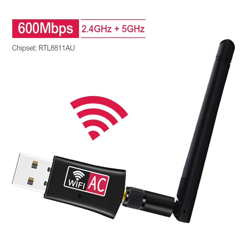 

Dual Band 600Mbps USB wifi Adapter AC600 2.4GHz 5GHz WiFi with Antenna PC Mini Computer Network Card Receiver 802.11b/n/g/ac