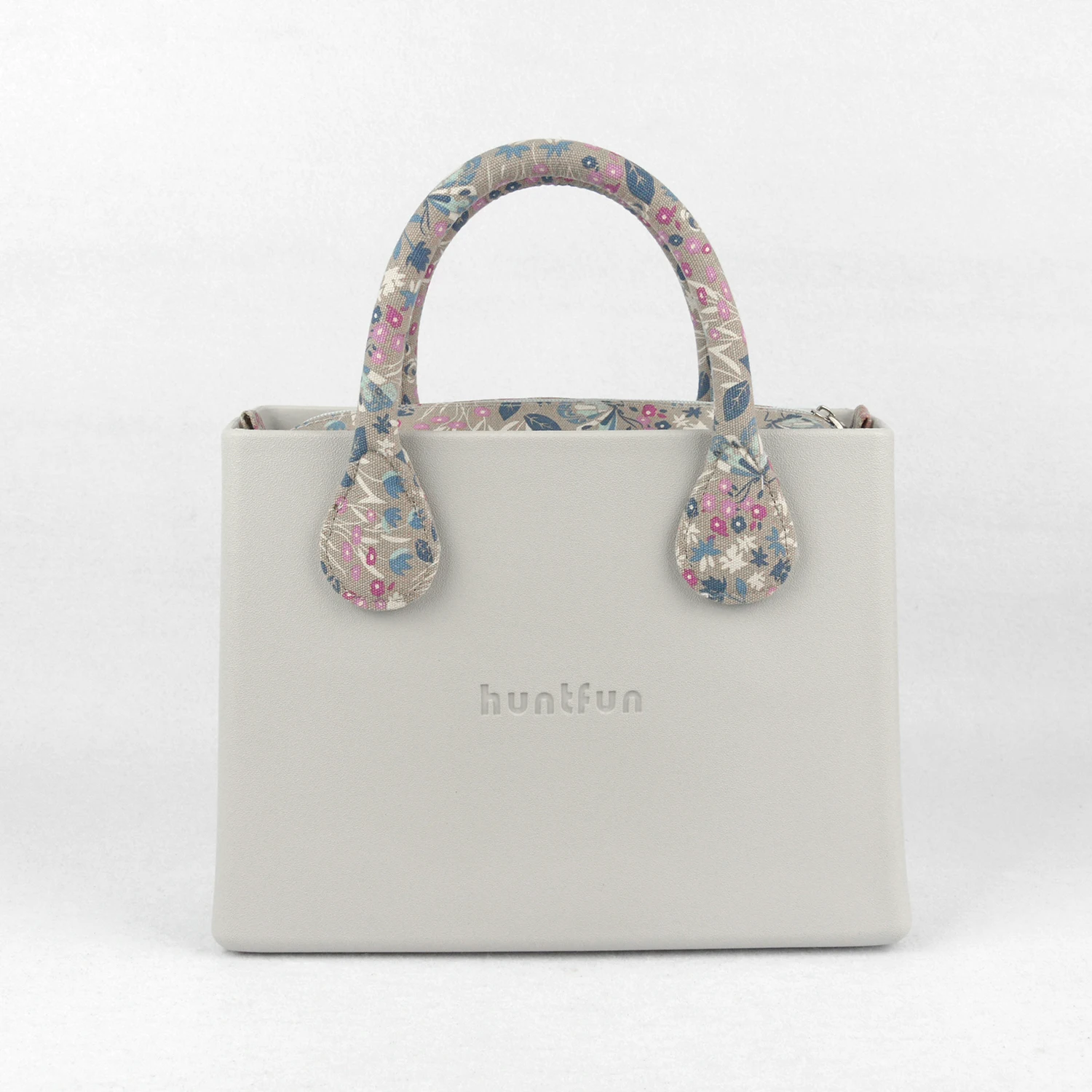 Квадратная сумка tanqu huntfun с цветочной вставкой из парусины, цветные ручки, водонепроницаемая женская сумка с О-образным вырезом, EVA Obag - Цвет: Light grey