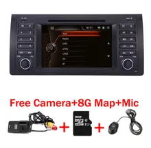 Исходный пользовательский интерфейс 7 «автомобиль DVD gps для BMW E39 X5 E53 с gps Bluetooth Radio RDS USB SD рулевое управление Бесплатная Камера