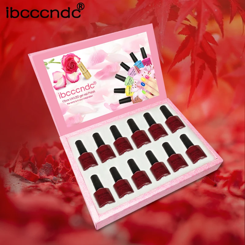 

IBCC 12PCS UV Led Nail Polish Red Color Series Gel Nail Polish 12 Gorgeous Colors Gel Lacquer Soak Off UV Led Nail Gel Varnish