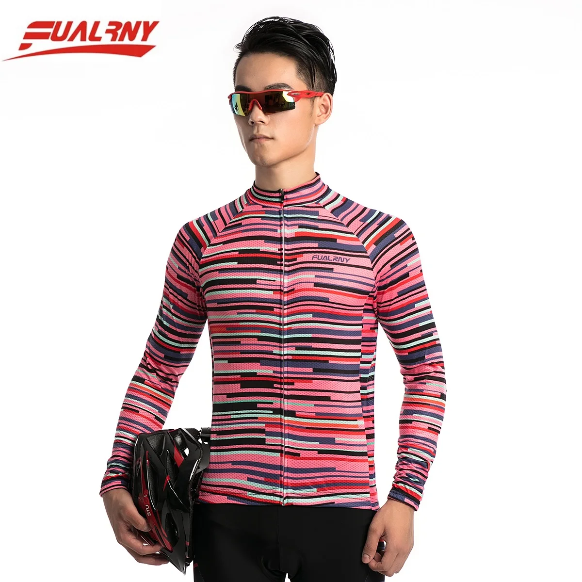 2018 FUALRNY Red stripe Long sleeve Ropa Ciclismo Cycling Jersey 100% Polyester/Autumn Mountian Bicycle Clothing Clothes For Man