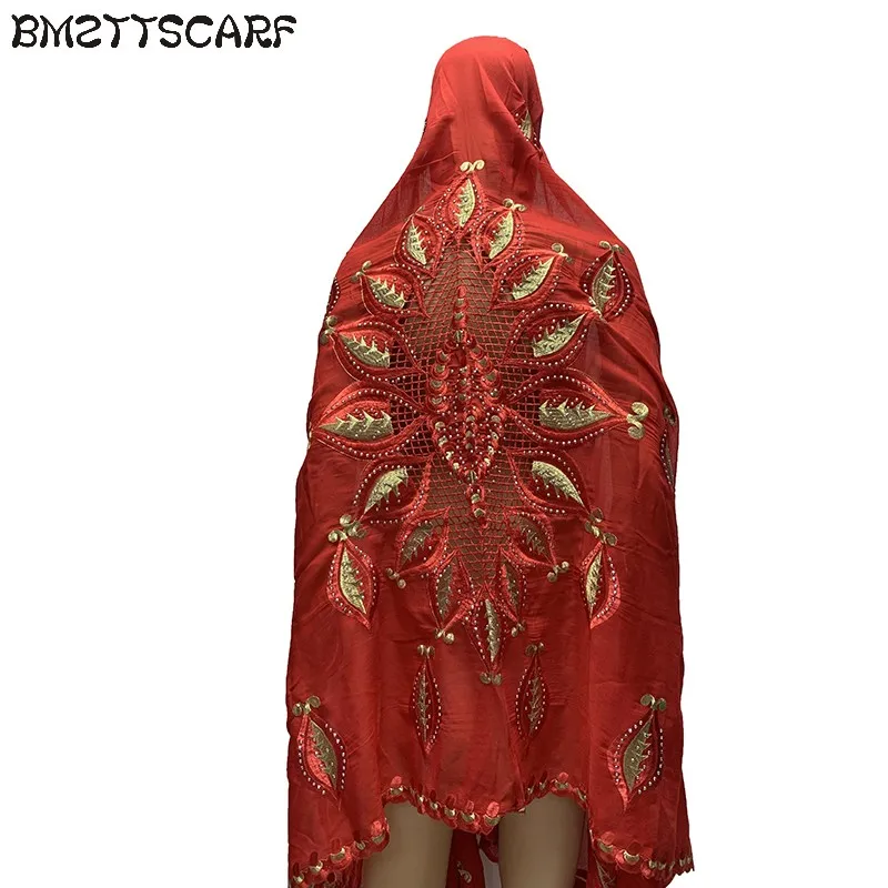 

New Arrival African Women Scarfs Soft Cotton Scarf Big Embroidery Design On The Back Long Shawls HeadScarf BM785