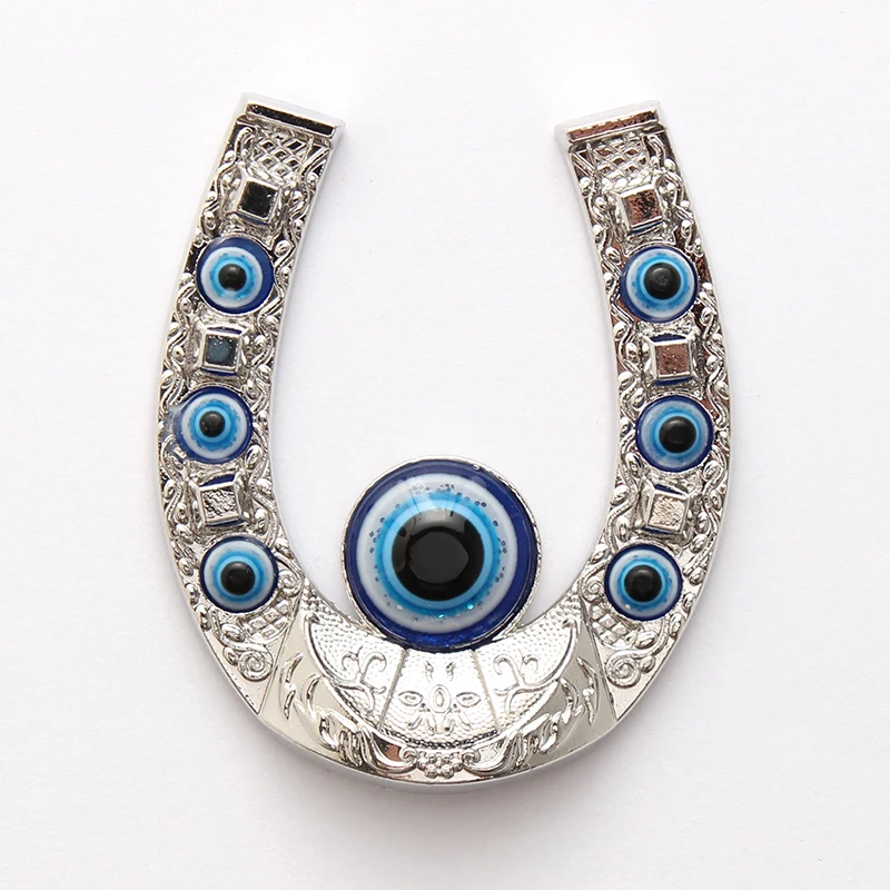 

1pc 50*62mm EVIL EYE Fashion Blue Eye Alloy Horseshoe Magnet Charms Pendant Fitting DIY Fridge Stickers Jewelry Accessories