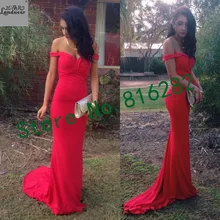 2016 Satin Liebsten Abendkleid Meerjungfrau Weg Von der Schulter Formale Party Kleider Sweep Zug Backless Sexy vestidos de festa