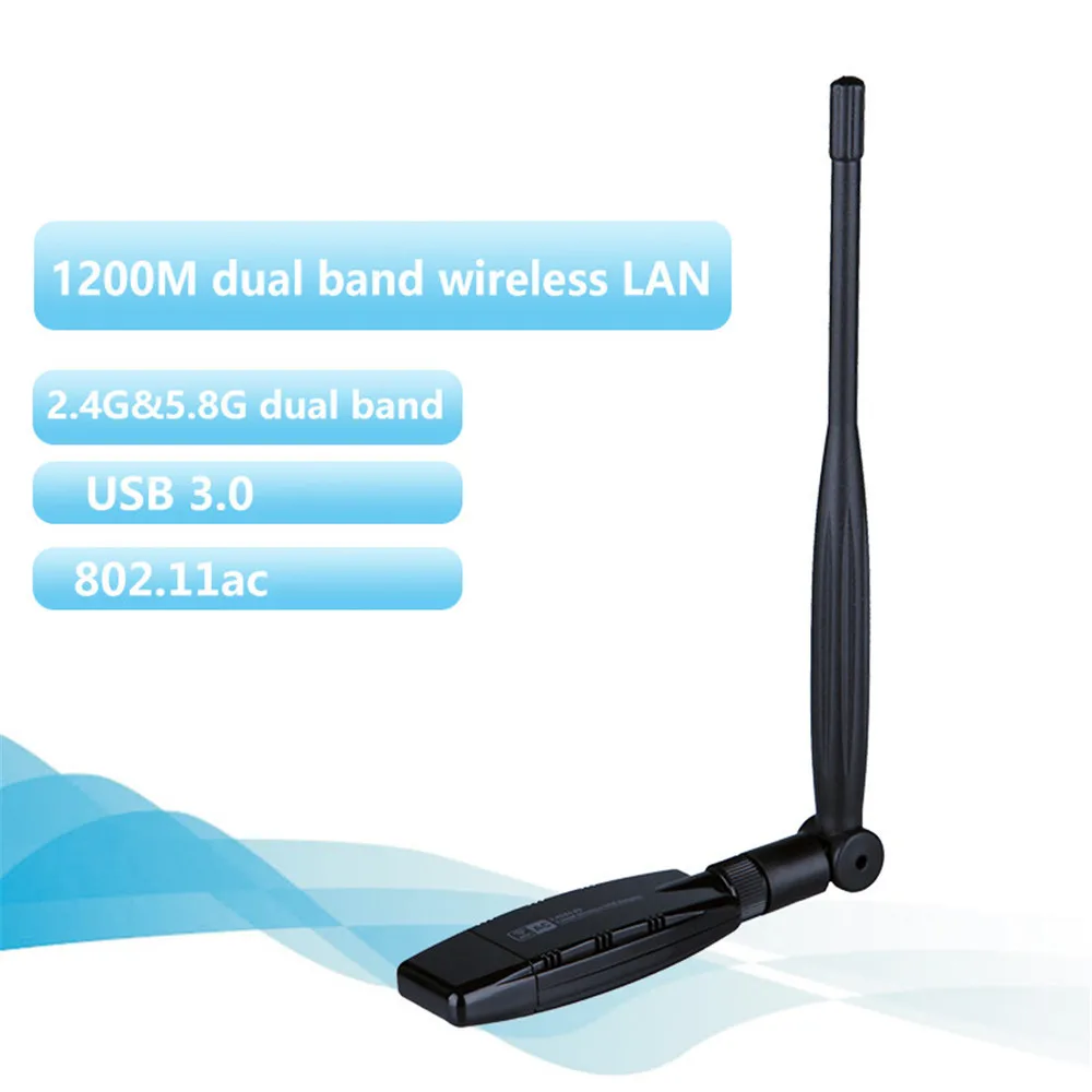

KuWFi 1200Mbps Dual Band USB 3.0 WiFi Dongle Wireless WIFI Adapter 2.4GHz 5GHz Network Card With Antenna