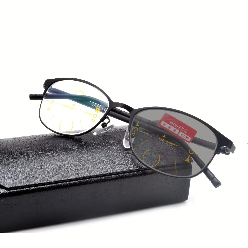 New Round Frame Reading Glasses Trendy Metallic Photochromism Gradual