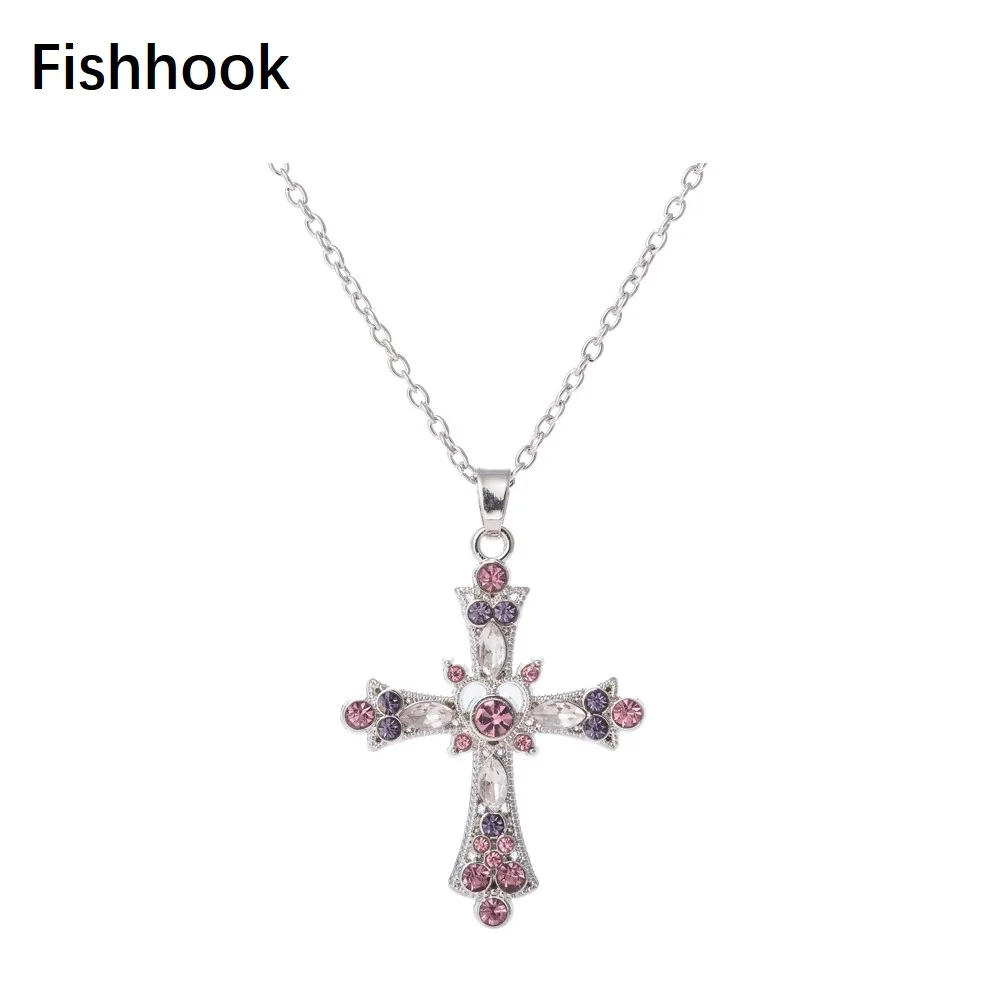 

Fishhook Viking Gothnic Vintage Colorful Crystal Cross Jesus Flower Romantic Charms for Jewelry Making Women Lucky Necklaces