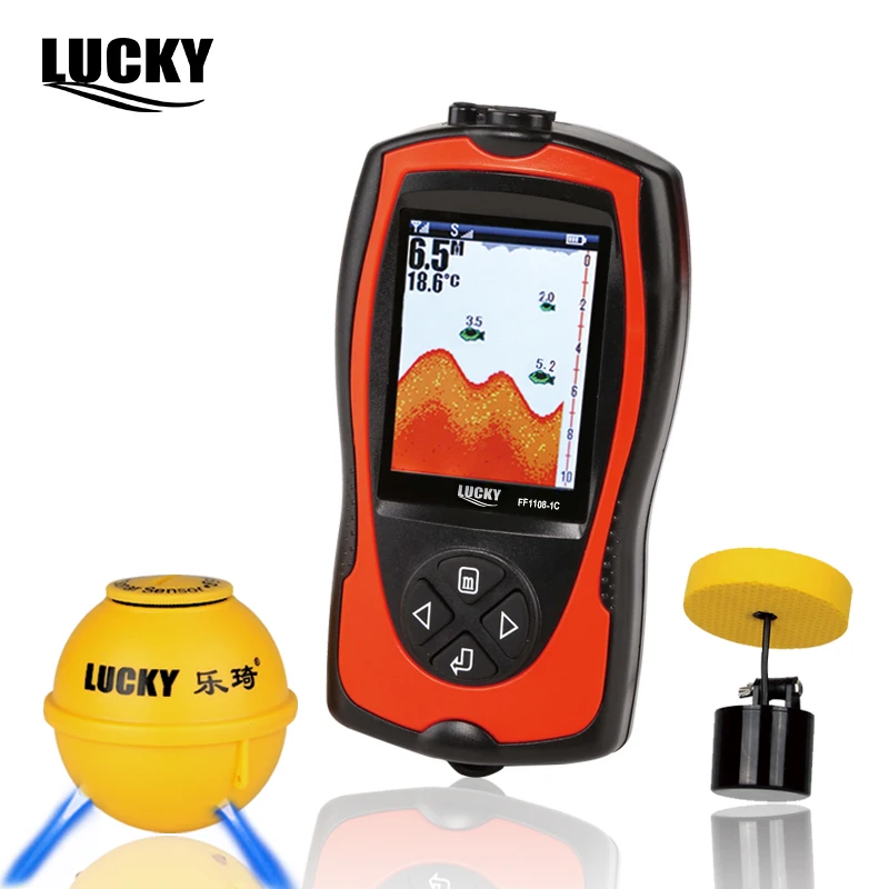 Lucky اللاسلكية السمك مكتشف السلكية 90 درجة نظام إنذار استشعار ضوء إغراء السونار السونار fishfinder أعمق FF1108-1CLA