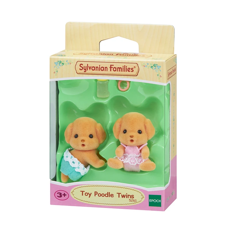 Sylvanian Families кукольный домик пушистые аксессуары для детской куклы Пудель Близнецы w/бутылка подарок для девочки Новинка#5261