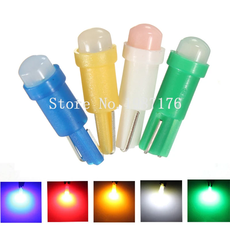 

Auto LED W2x4.6d T5 1 COB White/Crystal Blue/Red/Yellow/Green 12V Car Instrument Cluster signal lamp Dashboard Indicator lights.