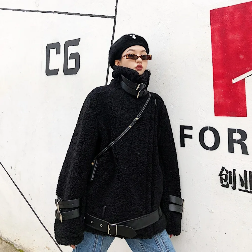 Intégrante kaki L'industrie Lourde Petite Cuir Bf Haute Cousu Manteau Anneau col De Épaissie Bouton En Hiver Fourrure Noir Pour Particule BpwHqxwA5