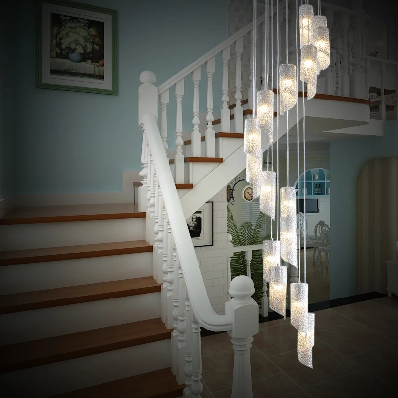 Stairs lights staircase lamp rotating Pendant lamps hotel living room modern minimalist aluminum