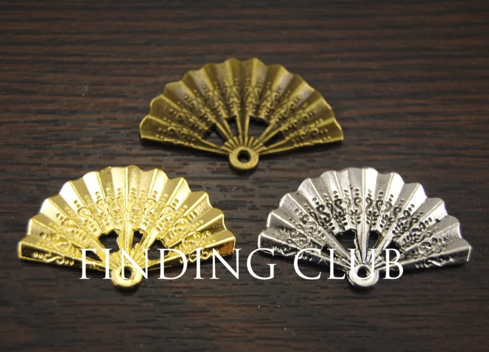 

15 pcs 33x21mm 3 Colors Metal Fan Charm Pendant Jewelry Findings Fit Diy Jewelry Making A1020/1021/1022