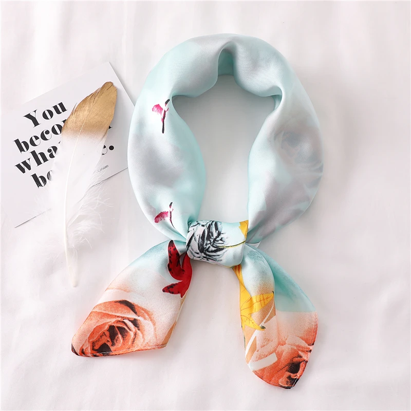 

Square Silk Scarf Floral Print Women Scarf Foulard Satin Head Hair Scarf Office Neck Scarves Fashion Shawl for Ladies
