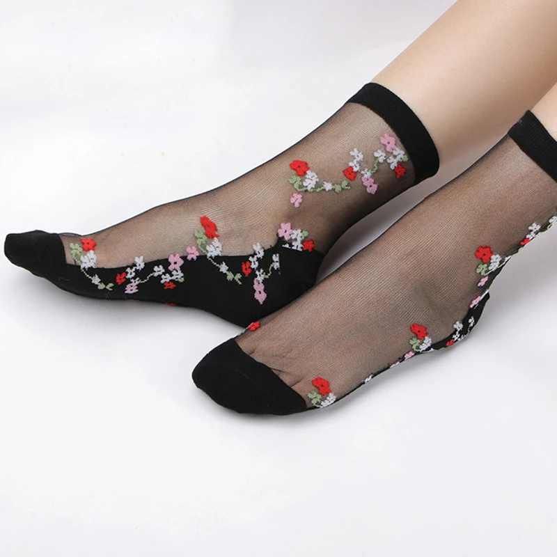 Лидер продаж, летние женские носки, женские тонкие прозрачные шелковые носки с кристаллами, эластичные носки для девочек, Chaussette Femme Calcetines - Цвет: 7