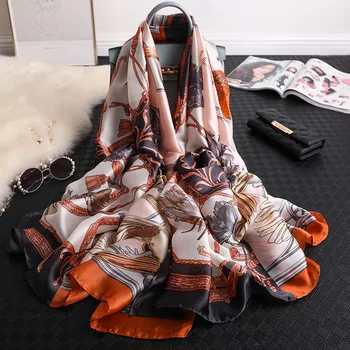 

Luxury brand 2019 print women scarf silk scarves shawls and wraps designer pashmina hijabs foulard femme beach stoles bandana
