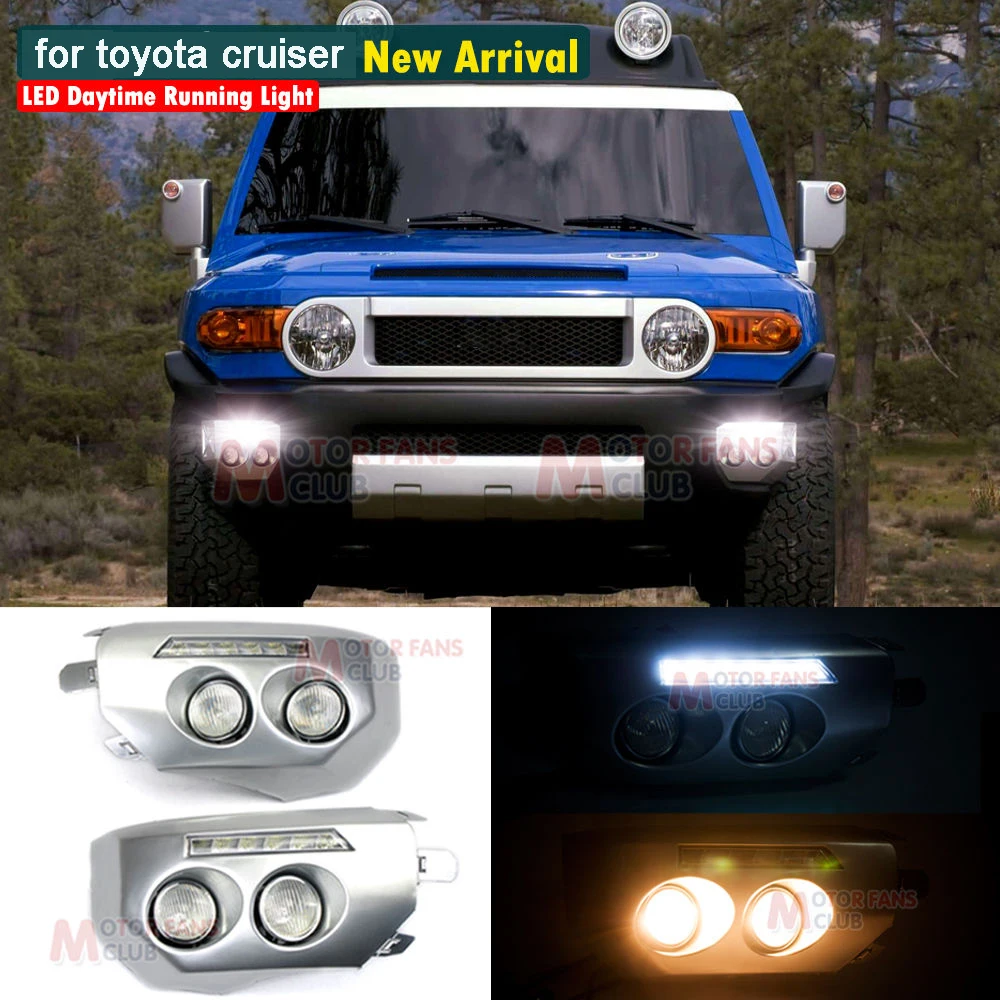 

LED DRL Daytime running light ABS case for Toyota FJ cruiser 2007~2011Halogen Fog lamp ight DC 12V 6000K LED DRL Lights