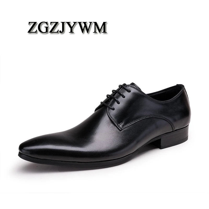 ZGZJYWM/модные коричневые/черные оксфорды мужские деловые туфли на шнуровке из