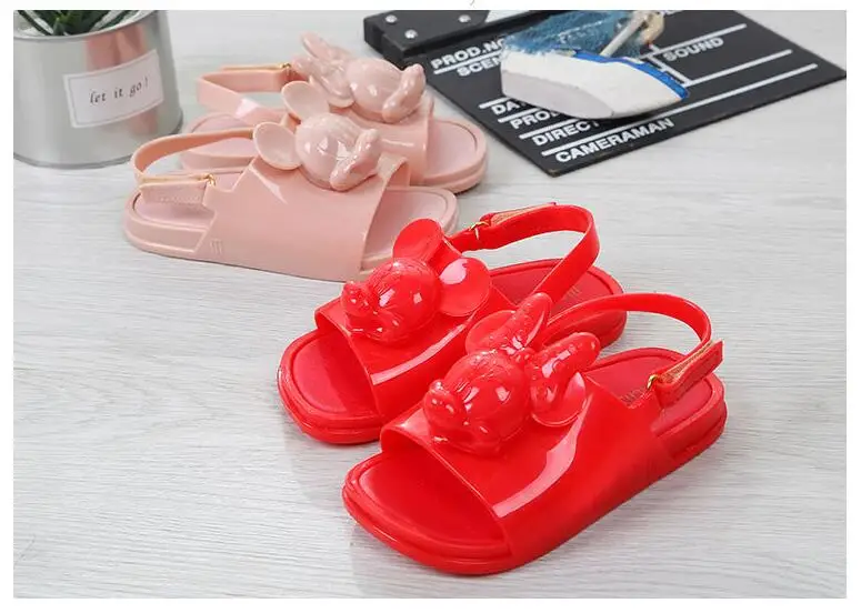 Melissa Twins Mini mouse Head; Новинка года; летняя трехмерная обувь; Новая прозрачная обувь; сандалии для девочек; нескользящие детские сандалии для малышей