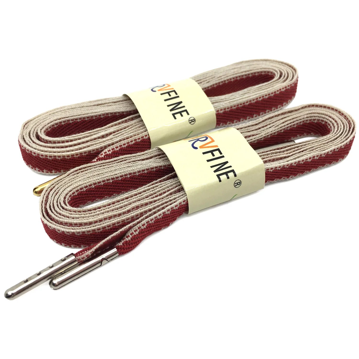 YJRVFINE 2 Pair Thin Flat 2/5'' Wide Shoelaces with Metal Tips Red White Colored String for Canvas Shoes Colored Shoe Laces Rope
