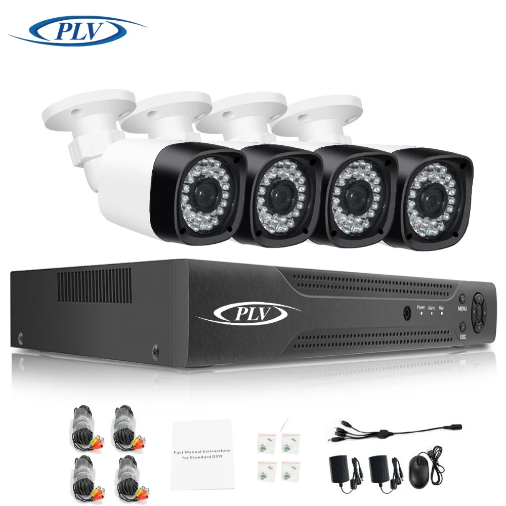 PLV 4CH CCTV системы 1080P HDMI AHD DVR 4 шт. 2 0 Мп ИК Ночное Видение безопасности камера дома