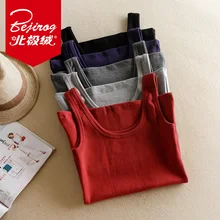 Осенне-зимний утолщенный эластичный женский жилет с u-образной спинкой, однотонная хлопковая трикотажная майка